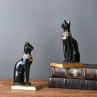 american country vintage ornament study villa model house soft decoration egyptian cat resin bookend book end