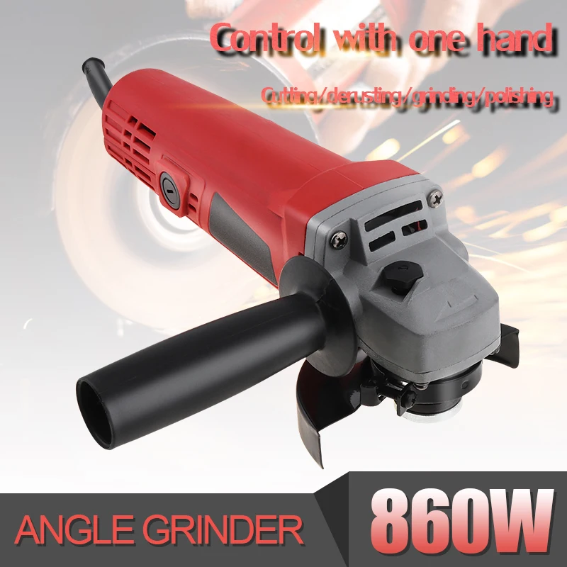 220V 860W 11000rpm Multifunction Compact Electric Angle Grinder Polishing Machine Cutting Tool for Household Factory Polishing