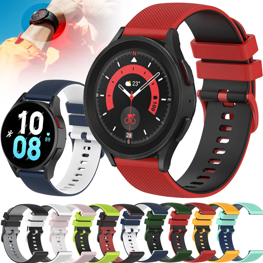 

Ремешок 20 мм для часов Samsung galaxy watch 4 5 40 мм 44 мм, силиконовый браслет для наручных часов 4 Classic 46 мм 42 мм watch 5 Pro 45 мм