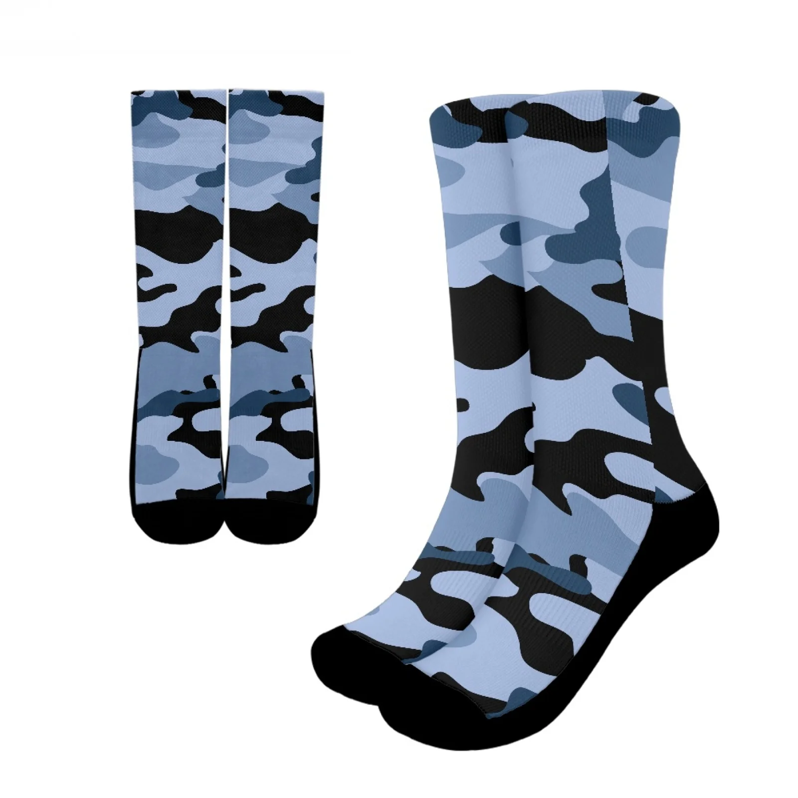 

High Resilience Skin-Friendly And Breathable Polyester Crew Socks Camouflage Long-Tube Sports Socks Fit Casual Everyday Wear