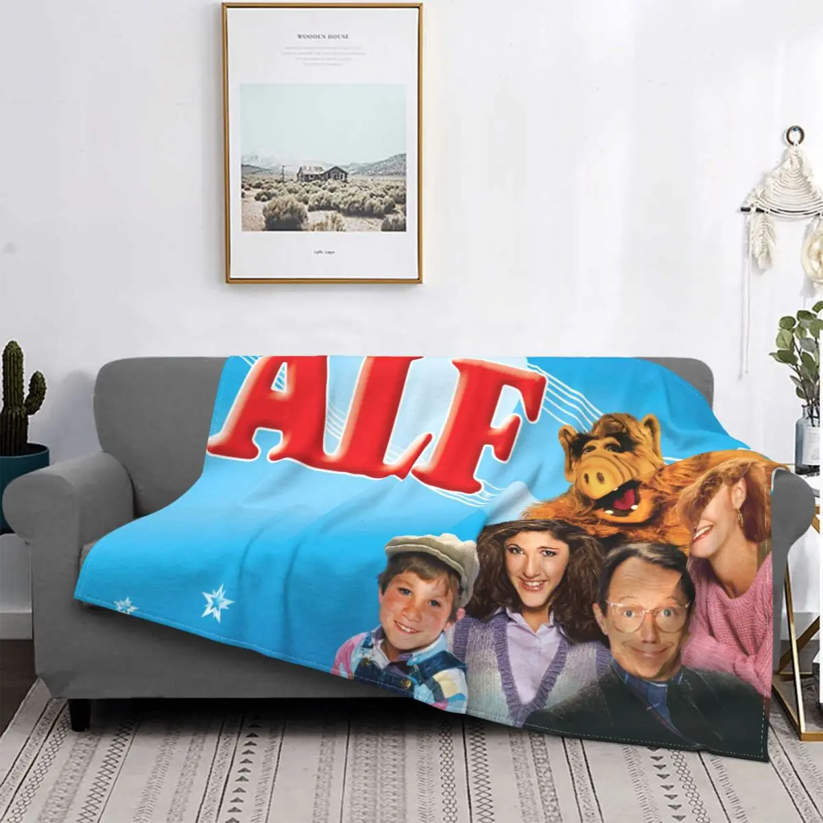 

Alien Life Form ALF Meme Collage Blanket Warm Fleece Soft Flannel Tv Blankets for Bedding Couch Office Autumn Show Throw