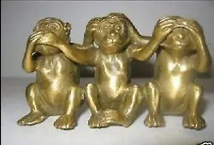

Chinese Old Collectibles Chinese Brass See Speak Hear No Evil 3 Monkey Small Statues decoration brass factory outlets