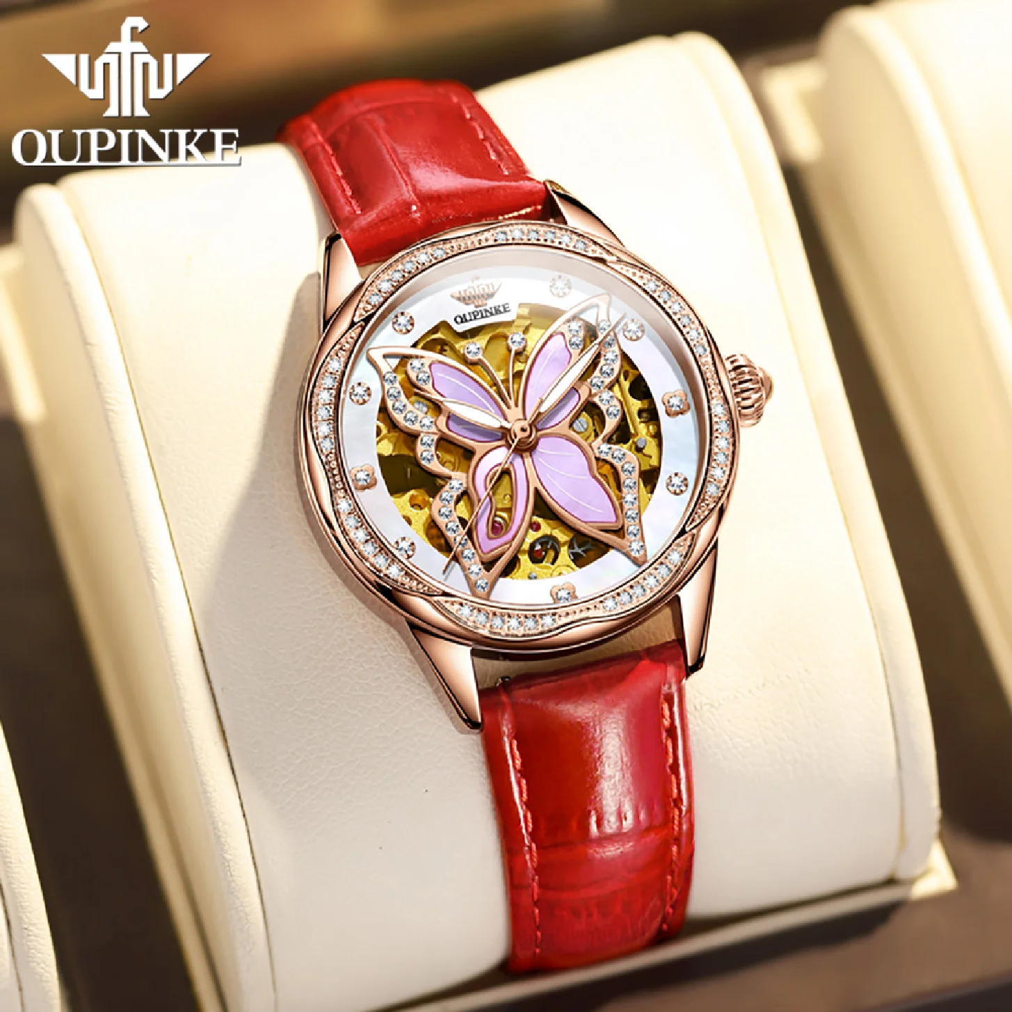 

OUPINKE Automatic Watch for Women Luxury Sapphire Crystal Skeleton Diamond Waterproof Mechanical Wrist Watches Ladies Bracelet