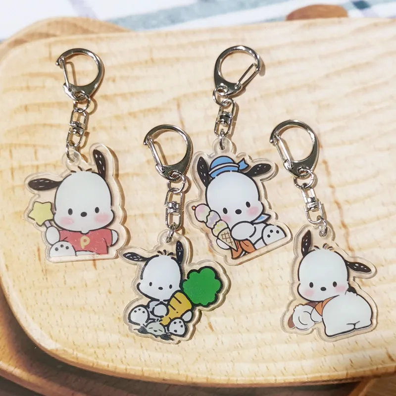 

Sanrio Key Chain Kawaii Pochacco Accessories Cute Couple Doll Pendant Acrylic Bag Decoration Girlfriend Toys for Girls Gift