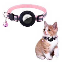 apple airtag cat collar with safety breakaway buckle and bell waterproof airtag reflective cat collar anti lost for cats dogs
