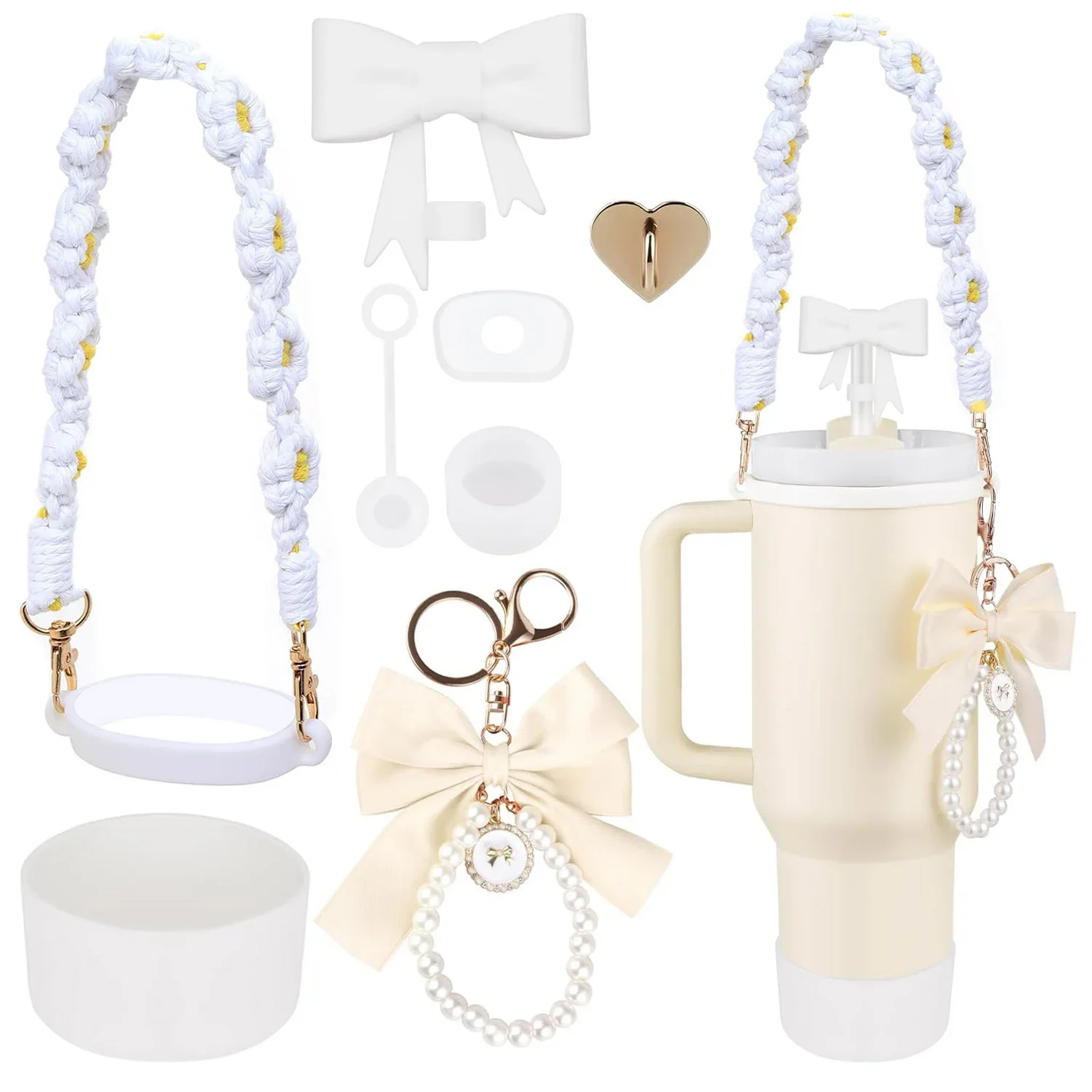 

Набор Из 9 Предметов Stanley: Кружка, Бутылка Для Воды, Соломинка, Силиконовая Ручка, Чехол Для Бутылки, Кружка С Бантом