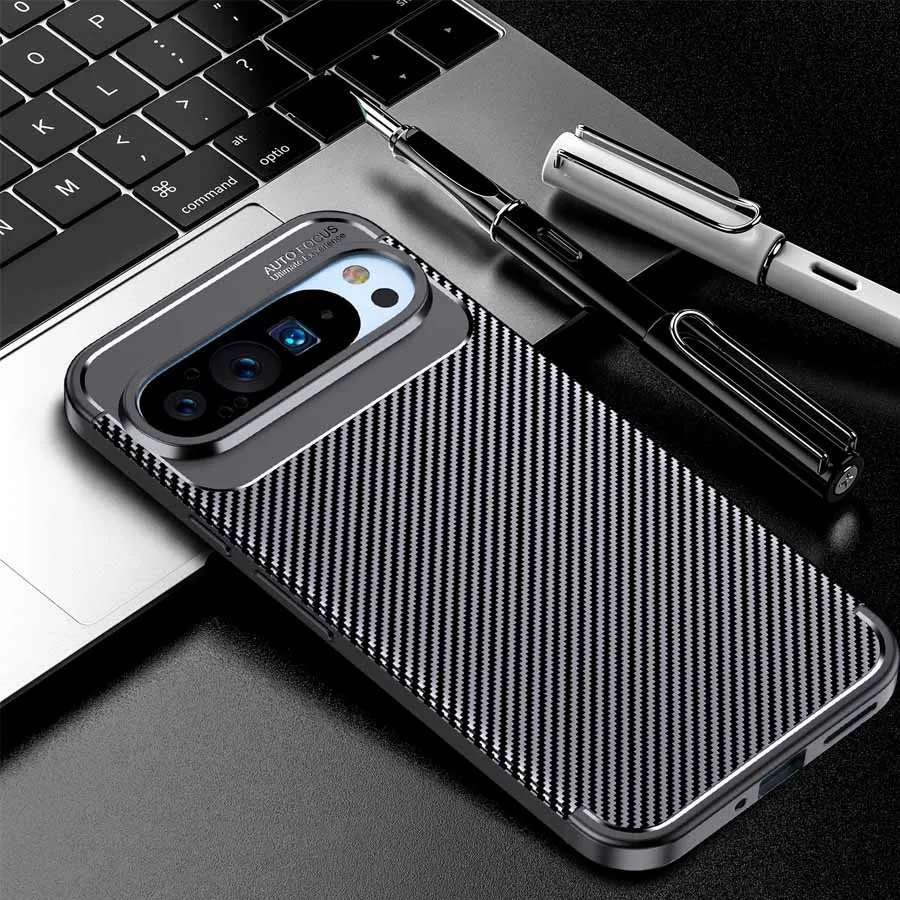 ępione etui Pixel 9Pro XL. Silikonowa odporna na wstrząsy obudowa z włókna węglowego dla Google 9 Pro XL 5G TPU Back Cover Fundas