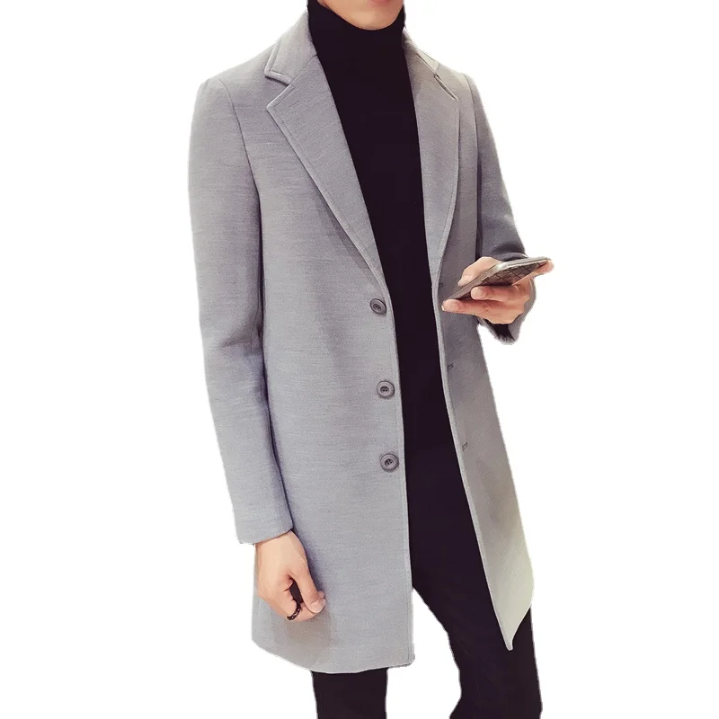 

Trench Coats Men Overcoats Wool Blends Business Casual Trench Long Jackets Men Leisure Overcoat Male Fit Blends Coats Jacket 5XL