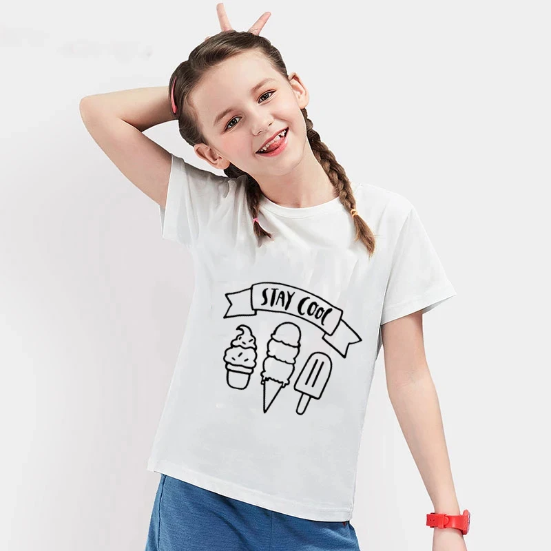 

Funny Cute Kids Tshirt Girls Boys Stay Cool Print Clothes Short Sleeve Casual Streetwear Clothing Girls Fashion Casual Tshirts