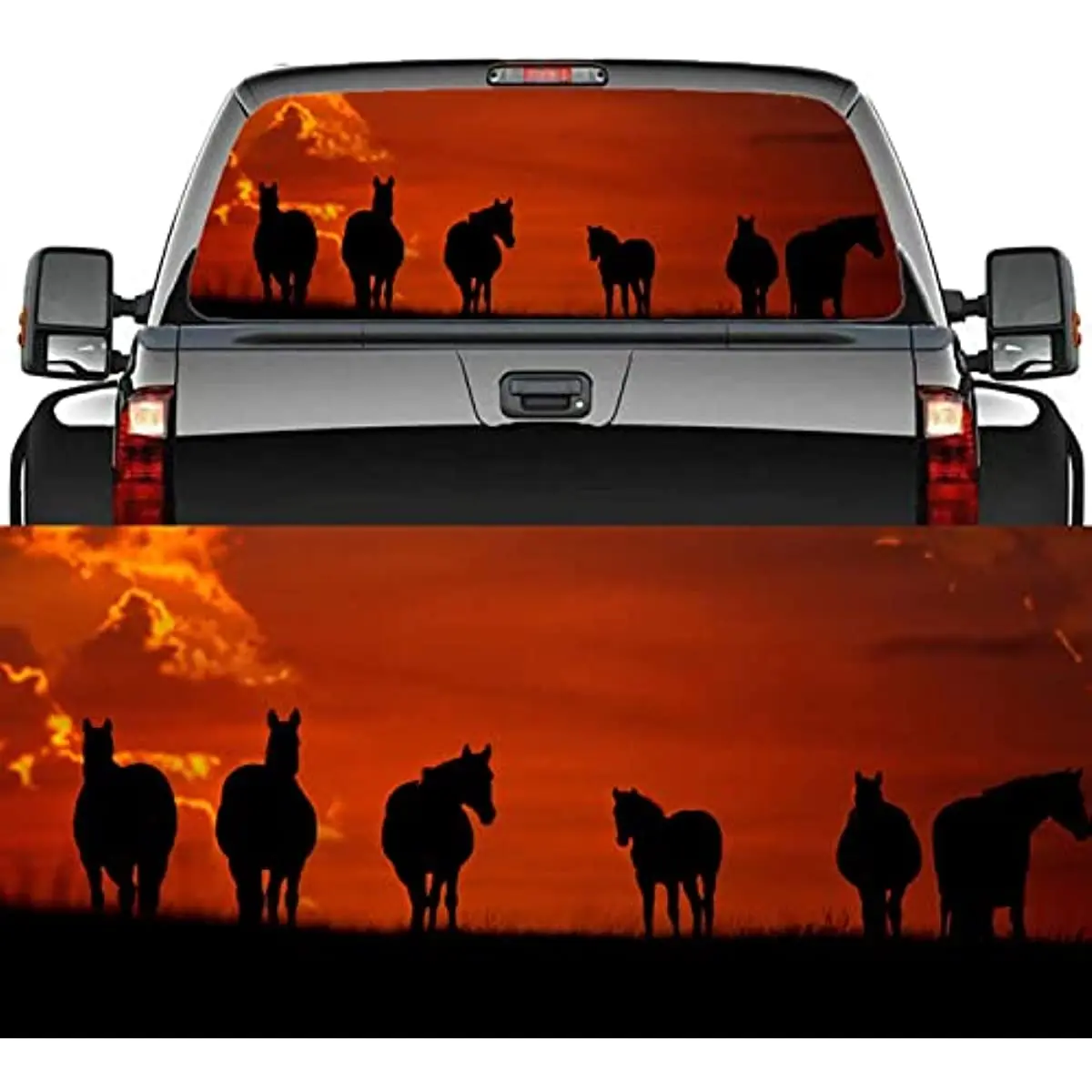 

Truck Rear Window Decal Horse Sticker Car Decoration Fit Most Pickup Trucks SUV, Scratch Hidden Car Stickers,66x29 inch