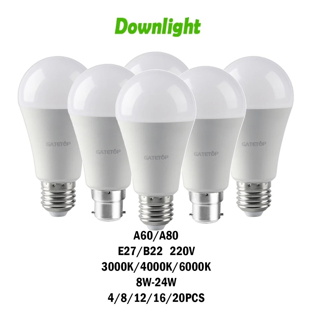 4/8/12/16/20PCS LED Bulb AC220V B22 E27 High Lumen Without Strobe 3000K/4000K/6000K Light for Home and Other Interiors Lighting