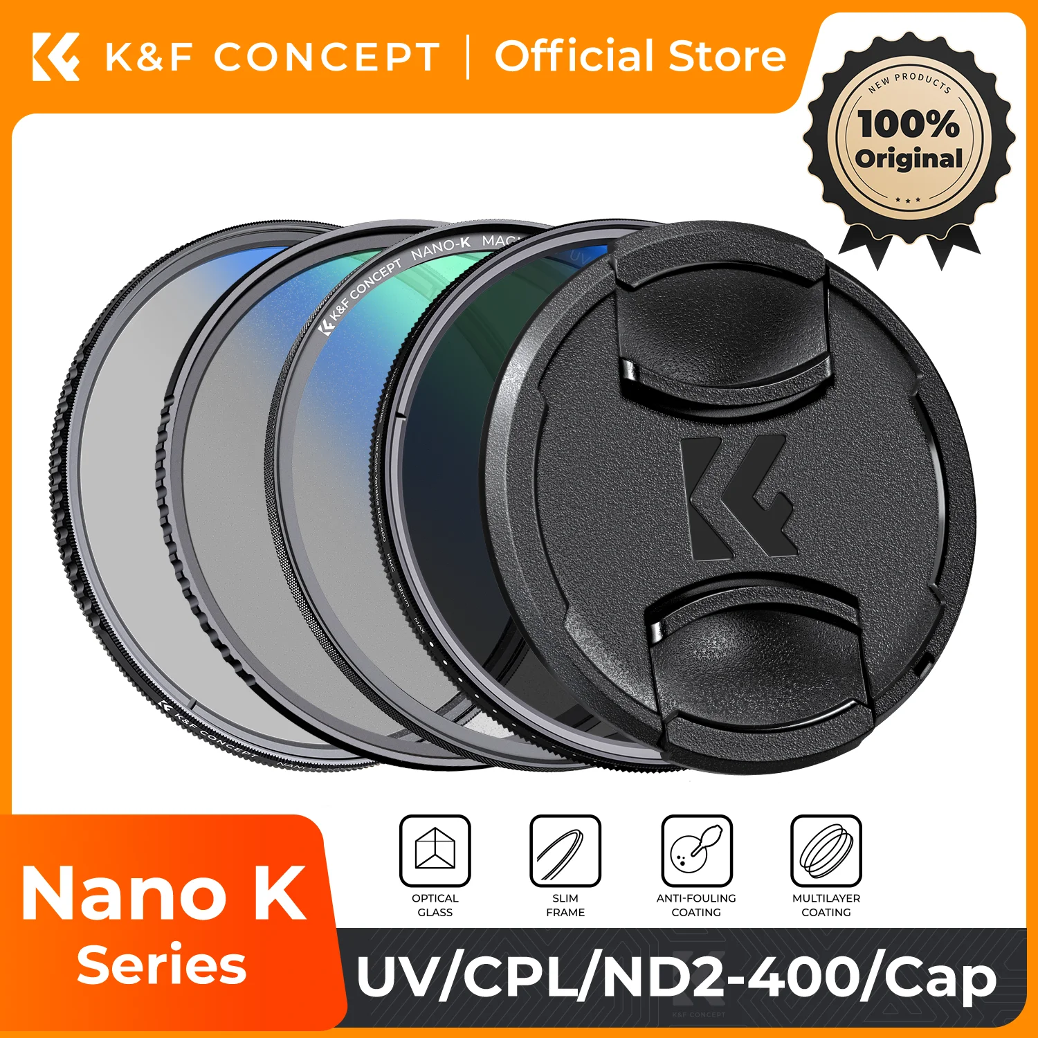 Фото Набор фильтров K&F CONCEPT серии K 49-82 мм (UV/CPL/ND2-400/Black-Mist 1/4) с чистящими салфетками для объективов камер Nikon, Canon, Leica №1