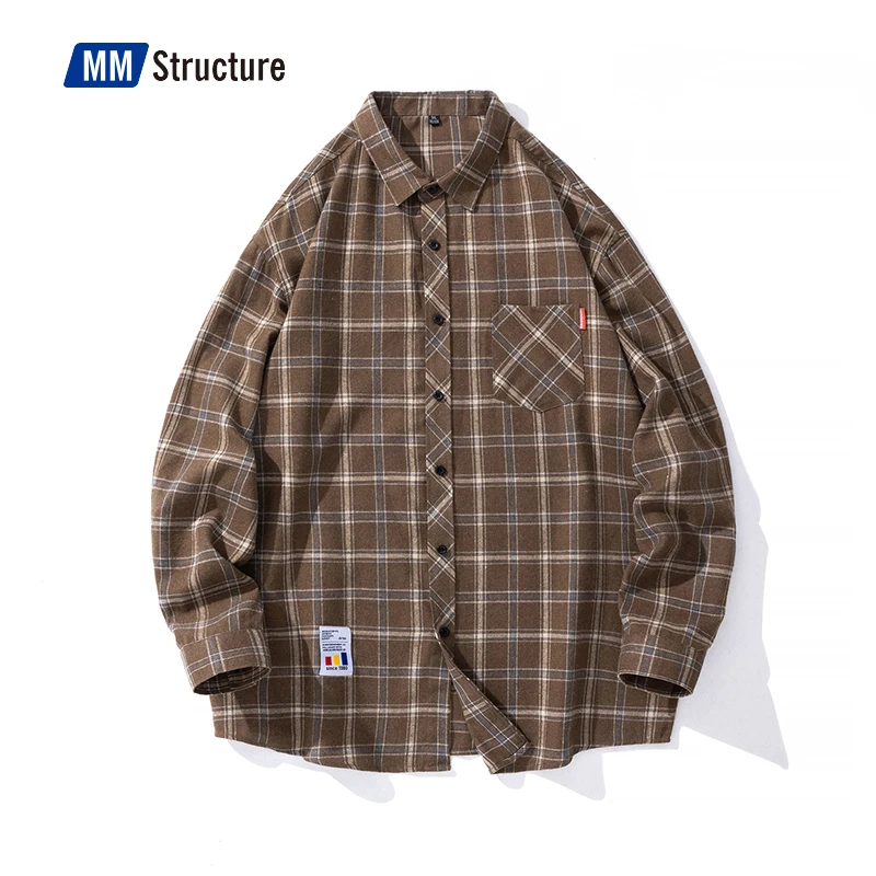 Plaid Shirt Harajuku Hip Hop Flannel Checked Shirts Men High Quality Spring New Oversize Streetwear Retro Blouses Male 5xl