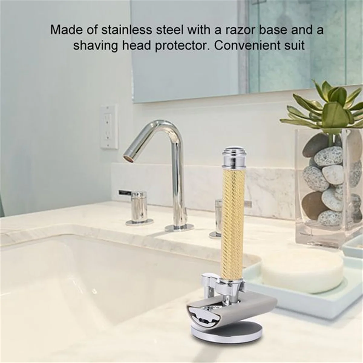 Silver Adjustable Double Edge Classic Safety Razor Man Shaving with Base Cutter Head Cover