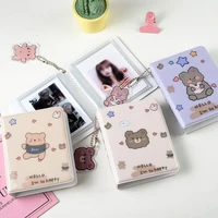 ins cute cartoon bear photo album 3 inch business card book kpop photo card holder 64 pockets idol photo set storage book case