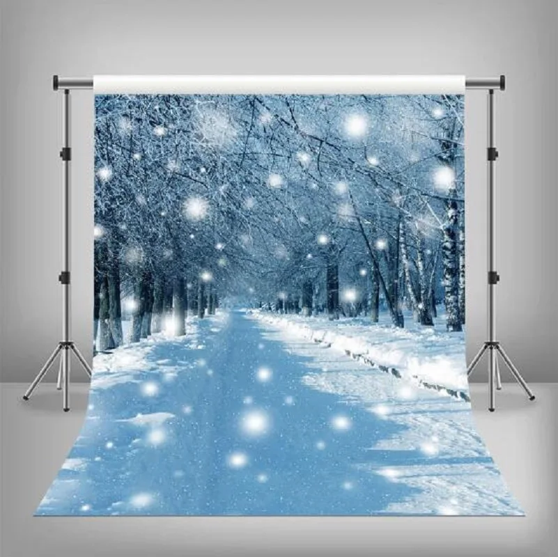 

Фон для фотосъемки с изображением зимних снежинок леса для природных пейзажей снежной дороги фон для фотосъемки плакат для фотостудии банн...