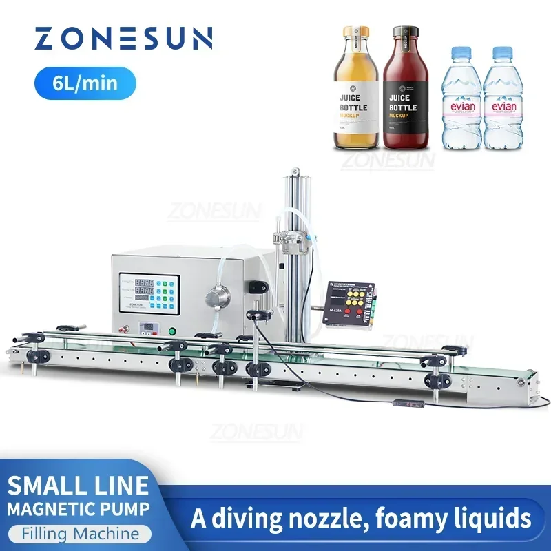 Фото ZONESUN ZS-DTMP1D линия машины для розлива жидкостей, небольшой автоматический магнитный насос, одна насадка для дайвинга, бутылка для косметики для напитков №1