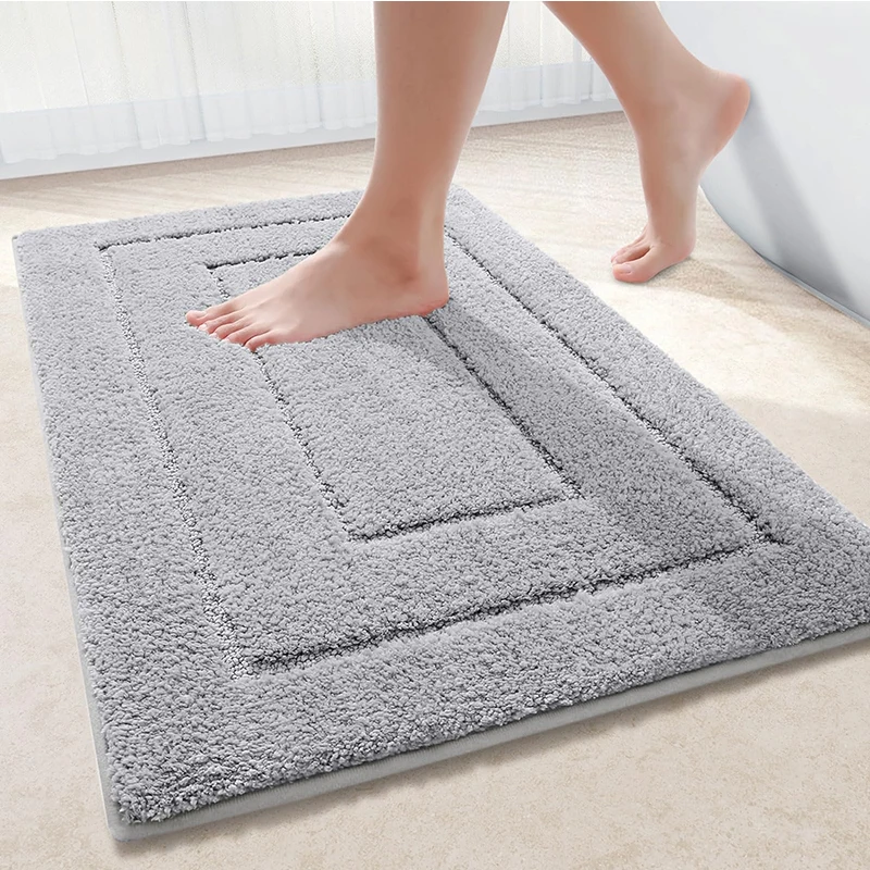 Homaxy Double Frame Velveteen Bathroom Mat Floor Indoor Non Slip Door Dirt Trap Absorbs Water Comfortable