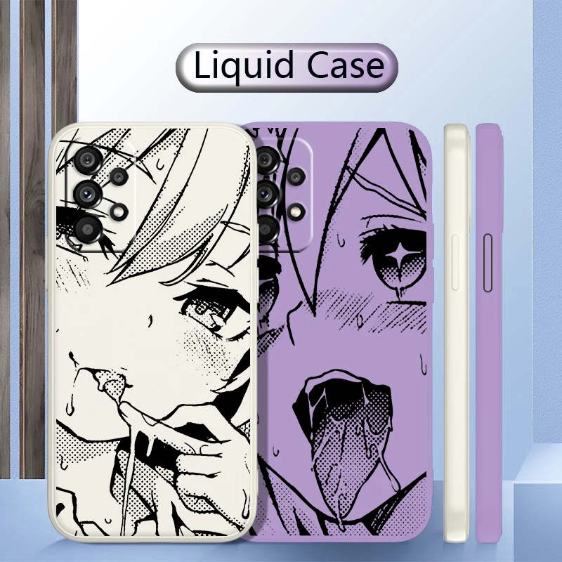 

Ahegao manga girl Case For Samsung Galaxy A73 A53 A33 A52 A32 A22 A71 A51 A21S 4G 5G Liquid Rope Phone Cover Capa Shell Core