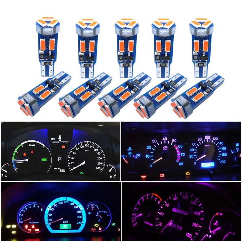 

10pcs T5 Led Bulb Car Interior Dashboard Lights Instrument Lamp For Honda Civic Accord CRV Subaru Forester Outback Impreza