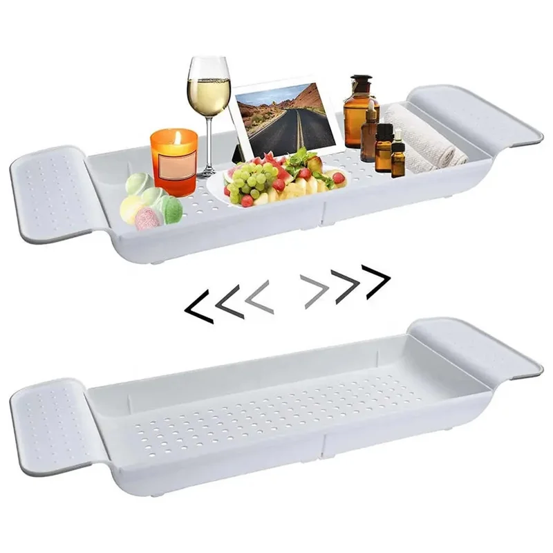 

Adjustable Bathtub Holder Shelf Bridge Tub Caddy Tray Rack Shower Tub Makeup Towel Organizer Extending Phone Tablet Book Holder