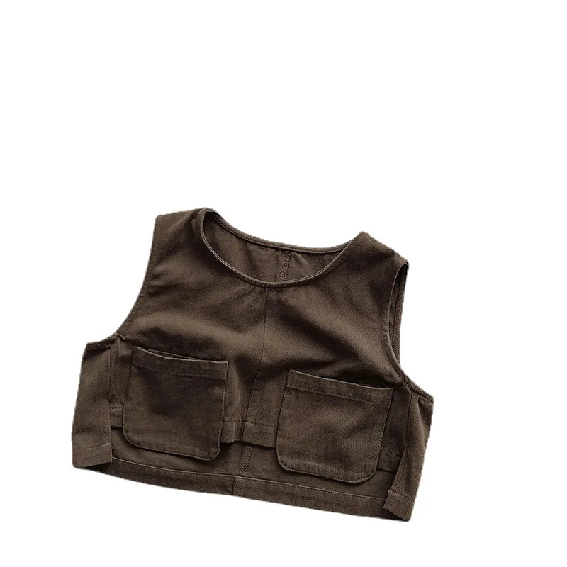

Cute Retro Personalized Waistcoats for Boys and Girls 2023 Spring Korean Toddler Vests Tank Top Baby Clothing