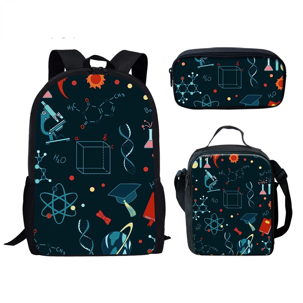 

Hip Hop Harajuku Scientist experiment 3pcs/Set Backpack 3D Print Student Bookbag Travel Laptop Daypack Lunch Bags Pencil Case