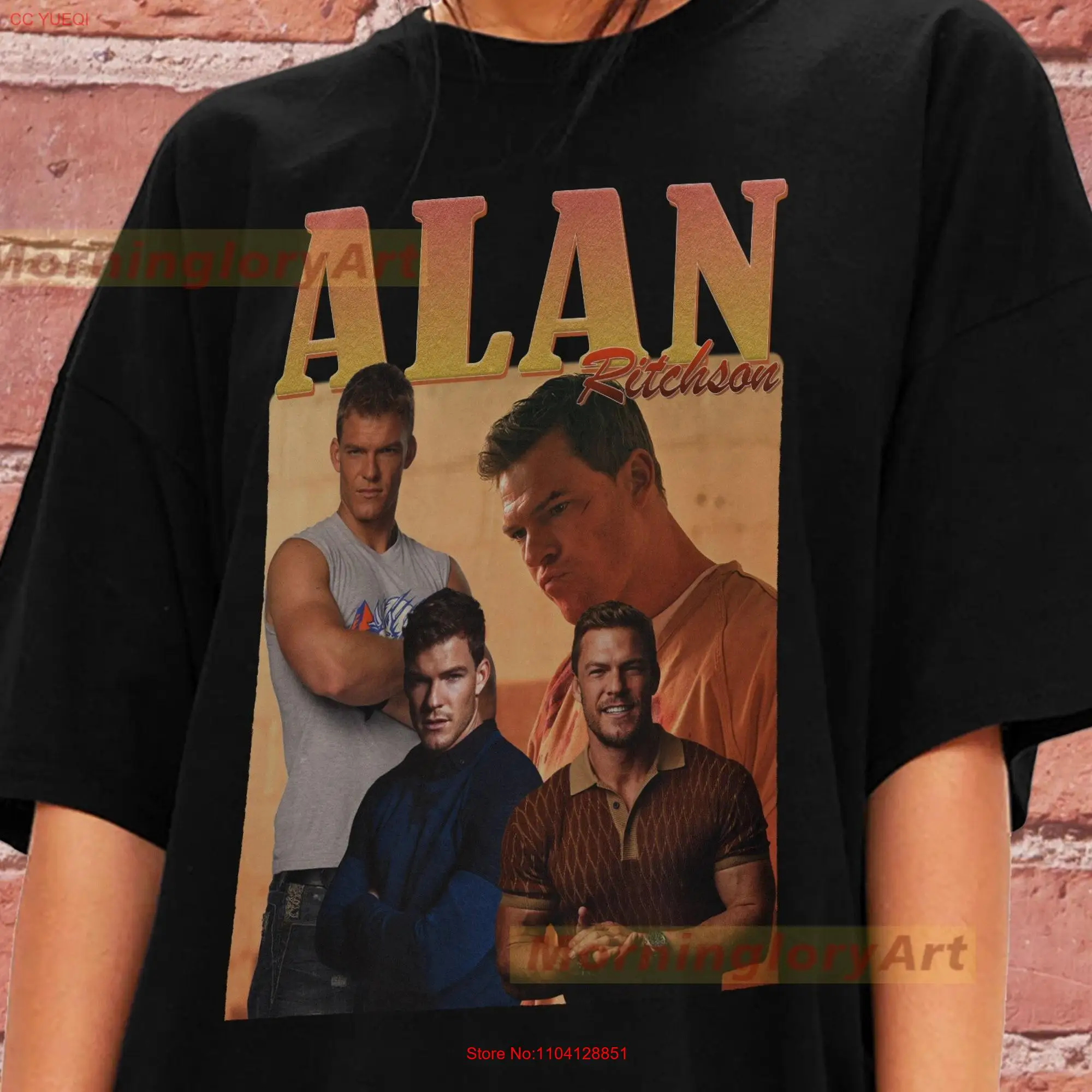 Футболка Alan Ritchson свитер хлопковая одежда длинные или Короткие рукава