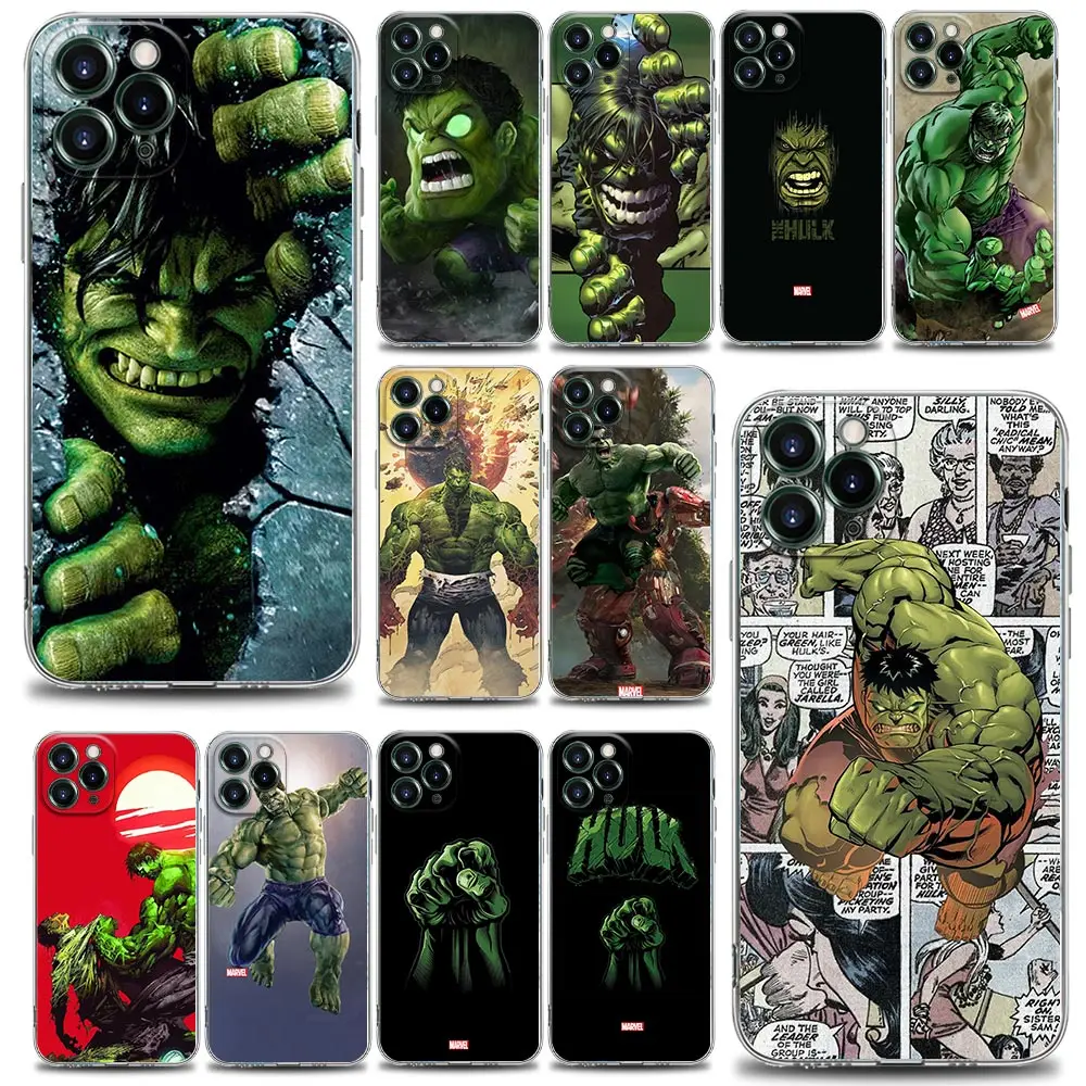 

Marvel Hero Hulk comics Clear Phone Case for iPhone 11 12 13 Pro Max 7 8 SE XR XS Max 5 5s 6 6s Plus Soft Silicone Marvel