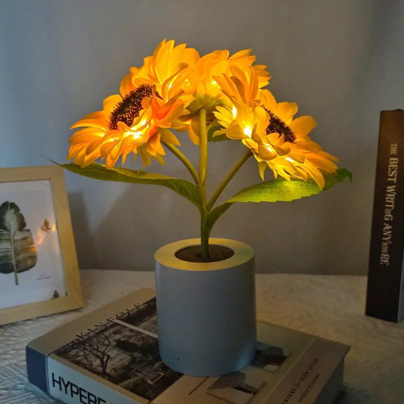 

LED Sunflower Table Lamp Night Light USB Rechargeable Bedroom Lamp Decorative Light for Kids Friend Birthday Holiday Gift