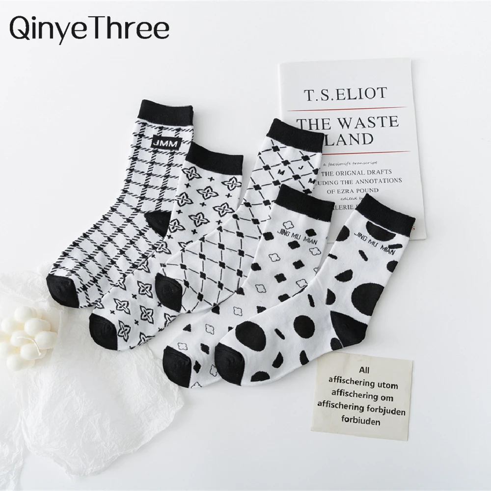 

Women's Daily Harajuku Geometry Cube Lingge Unisex Couples Skateboard Street Hipster Christmas Funny Cotton Socks White Black