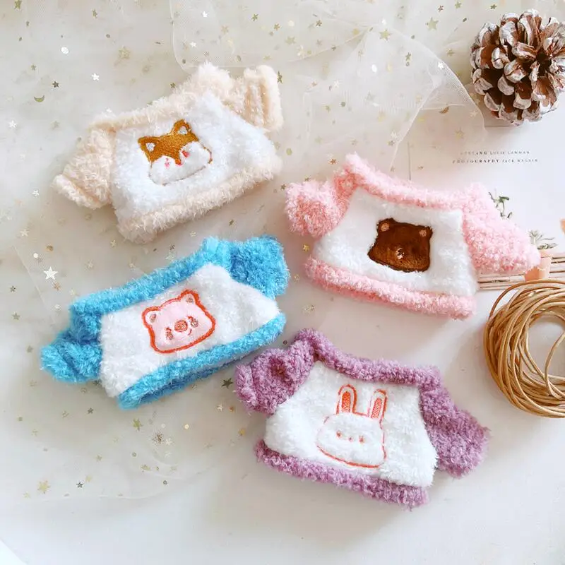 Furry stitching plush T-shirt hoodie hat 20cm baby clothes star doll costume doll clothes doll accessories