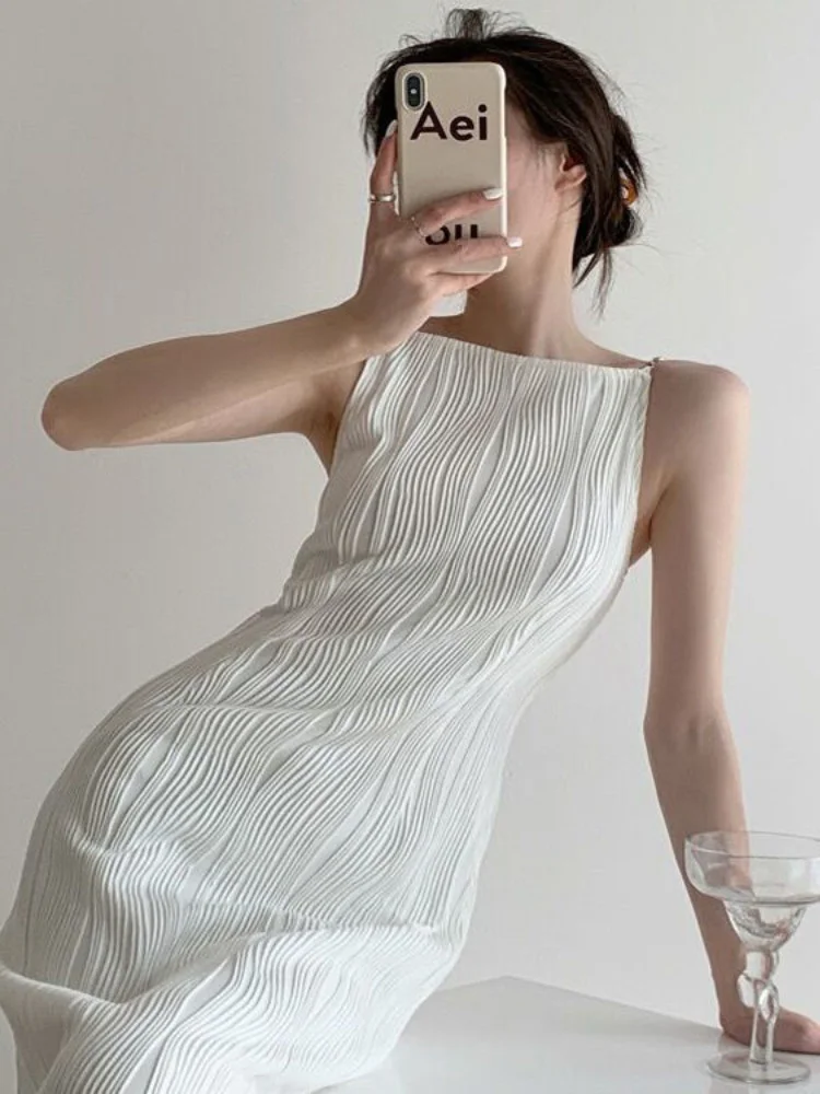 Summer Office Style Elegant Strap Dress Women Korean Fashion Party Midi Dresses Ladies Designer Casual Dress New2023