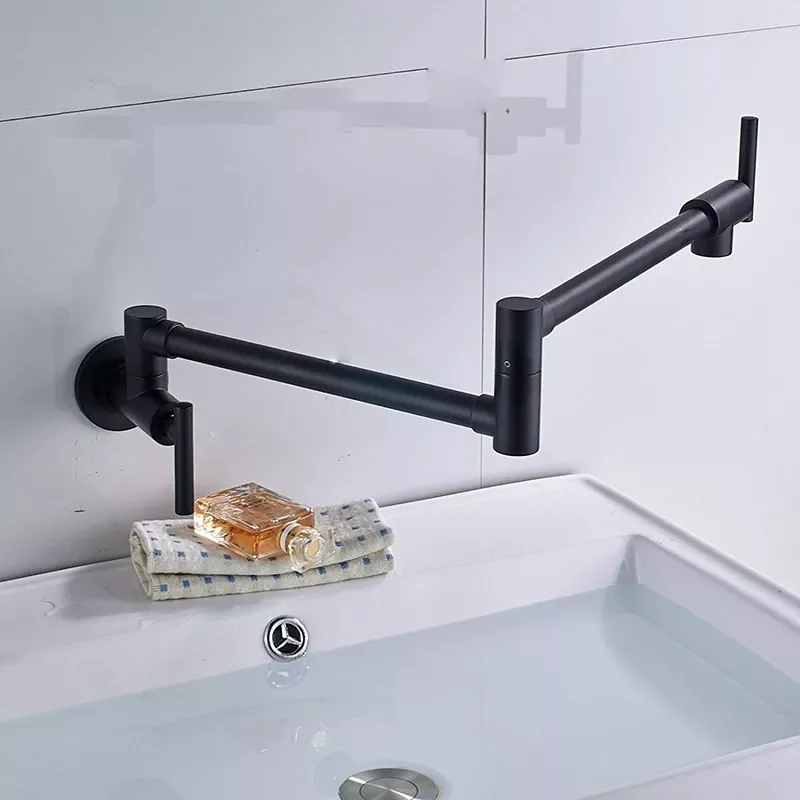 

Brushed Nickel Single Handle Bathroom Kitchen Faucet One Hole Cold Water Folding Washing Basin Taps