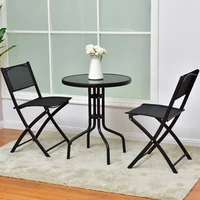 3 Piecs Folding Bistro Table Chairs Set for Indoor and Outdoor Casual Living Room Outdoor Coffee Table Communication Tables