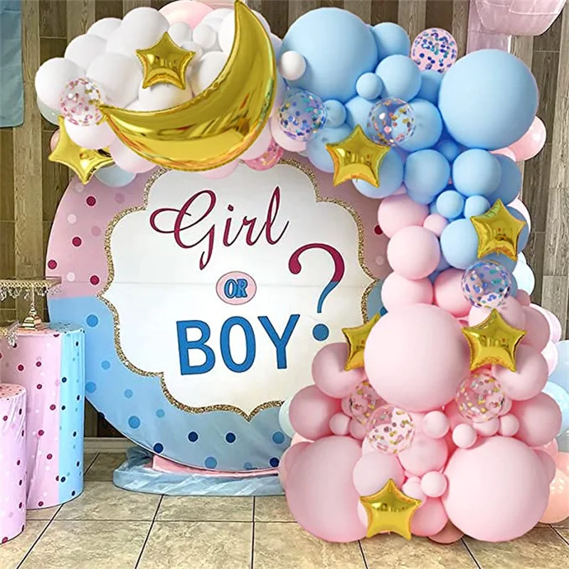 

Macaron Pink Blue Balloon Garland Gender Reveal Ballon Arch Kit Moon Star White Balloons Baby Shower Birthday Party Decoration