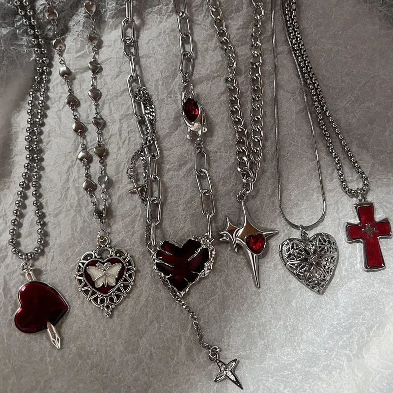 Новое ожерелье в стиле пэчворк с красным сердцем звездой и кисточкой женское