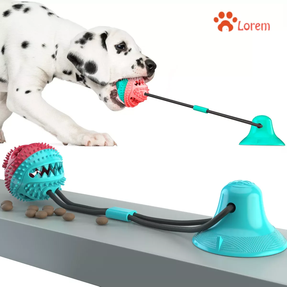 

NEW IN Suction Cup Tug Dog Toy with Silicone Push Ball Toy Elastic Ropes Pet Tooth Cleaning Toothbrush for Puppy Large Dog Bitin