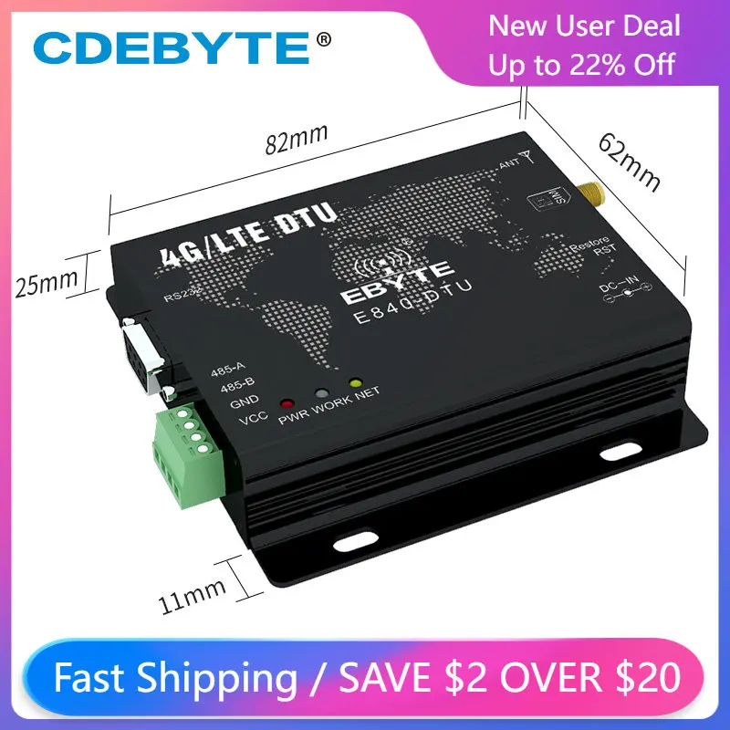 E840-DTU(4G-02E) 4G Modem Module LTE LTE-FDD WCDMA GSM IoT M2M Data Wireless Transceiver