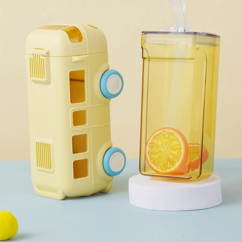 

Children's Cups Summer Cartoon Baby Bus Straw Cup Boys Kindergarten School Special Car Kettle