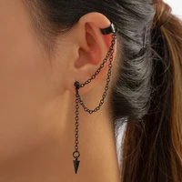 puirui punk metal tassel chain alloy spray paint ear clip dangle earrings for men women rock goth cool hip hop earring jewelry