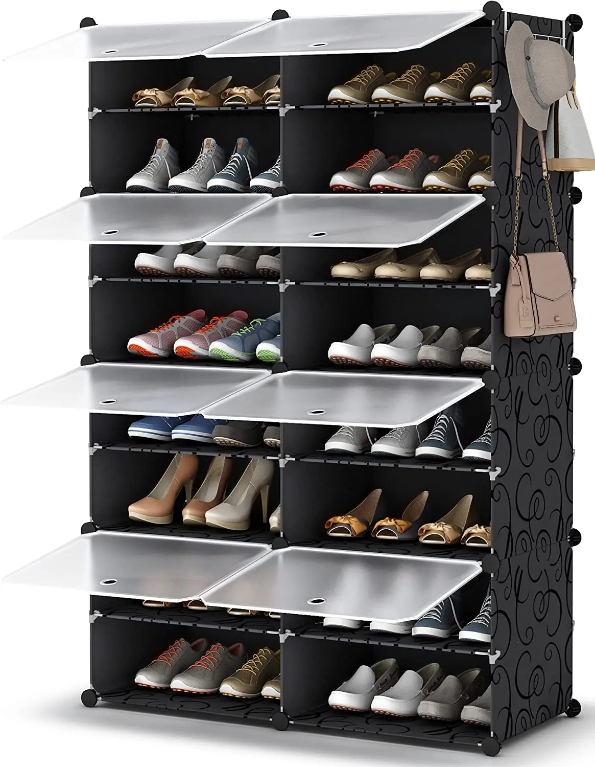 

Shoe Rack, 8 Tier Shoe Storage Cabinet 32 Pair Plastic Shoe Shelves Organizer for Closet Hallway Bedroom Entryway