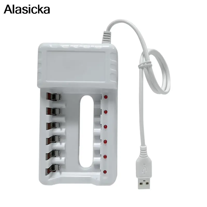 

6 slots EU USB Cable Battery Charger For AA/AAA Ni-Cd intelligent Rechargeable Batteries For Remote Control Accessories