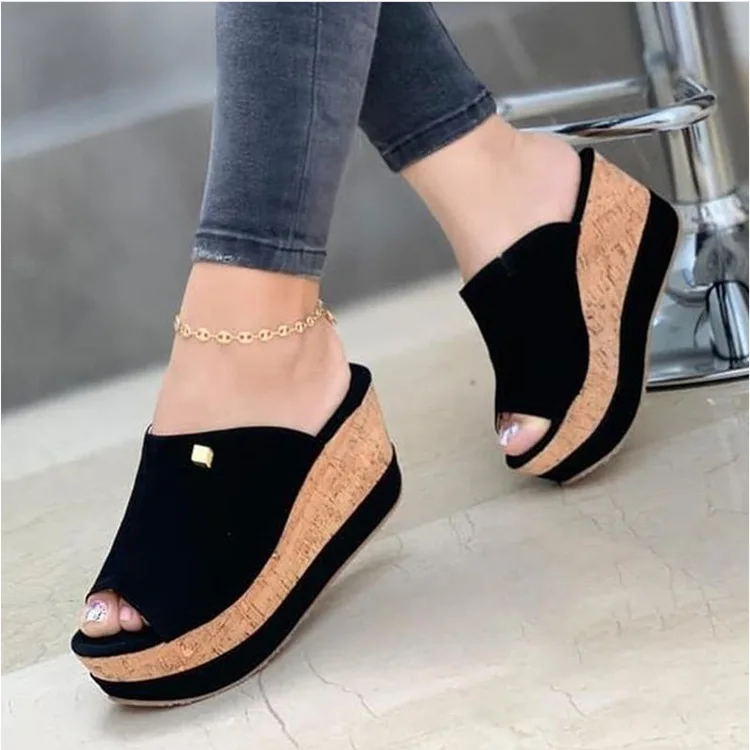 

Women Shoe Summer Peep Wedges Heeled Designer Sandals Shoes Casual Outdoor Slippers Beach Luxury Slides