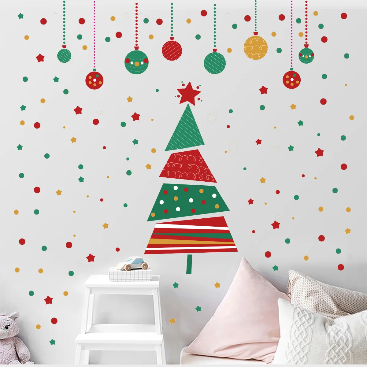 Christmas Decoration Xmas Tree Wall Stickers Interior Novelty Holiday Party Merry Hang Ornaments Decor Cute Room Wall Decals