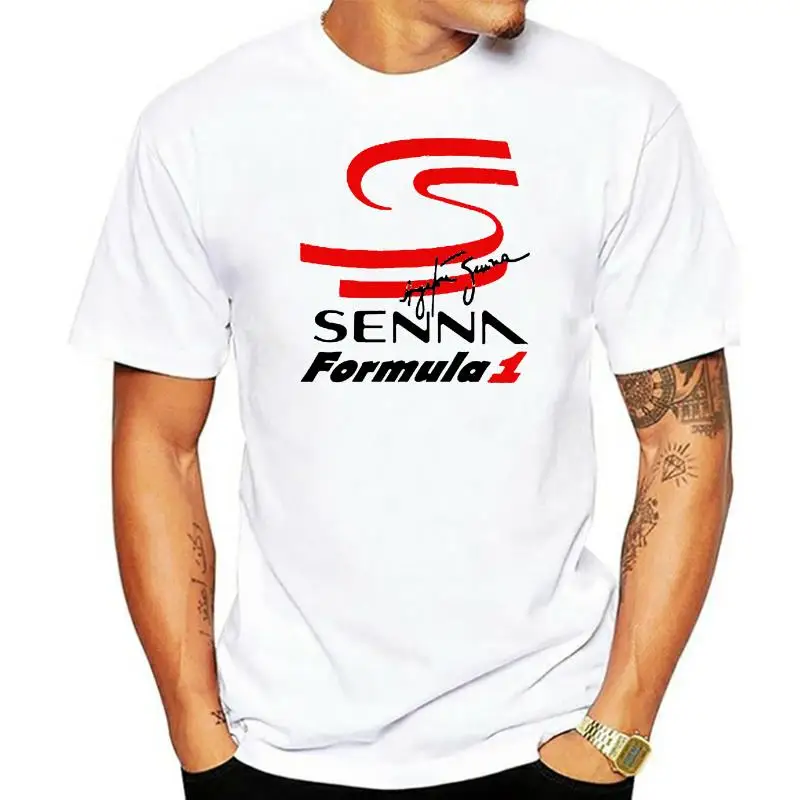 

New AYRTON SENNA Brazilian Racinger Race Legend Mens White T-Shirt Size S-3XL O-Neck Streetwear Tees