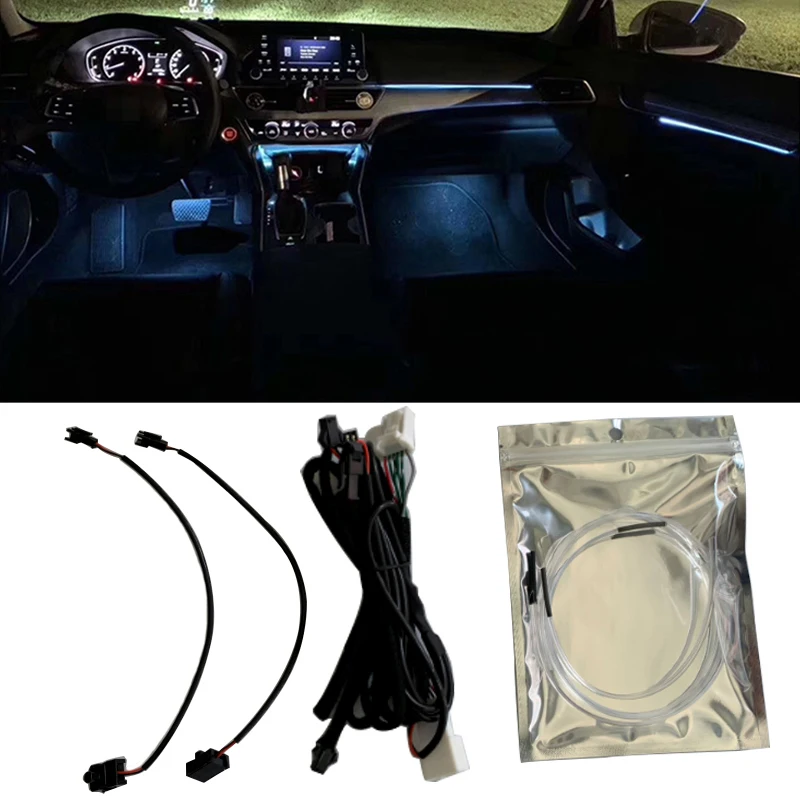 

PMFC окружающий светильник автомобиля инструменты для дверцы панель отделка атмосферсветильник интерьер светодиодный синяя рамка приборной панели лампа для Toyota Camry