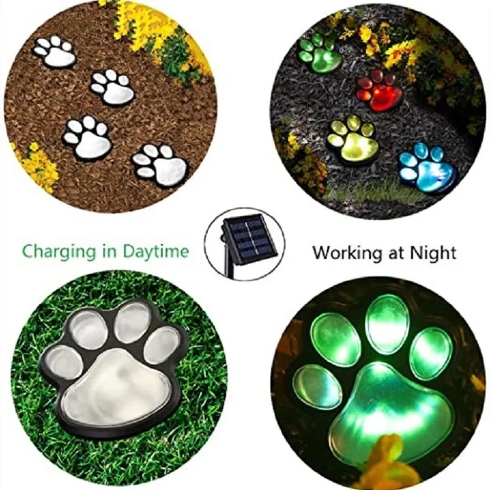 

Leuke Dierenpoten Solar Tuin Tuindecoratie Hond Kat Pootafdruk Lichtpad Gazon LED Solar Kerstversiering Verlichting