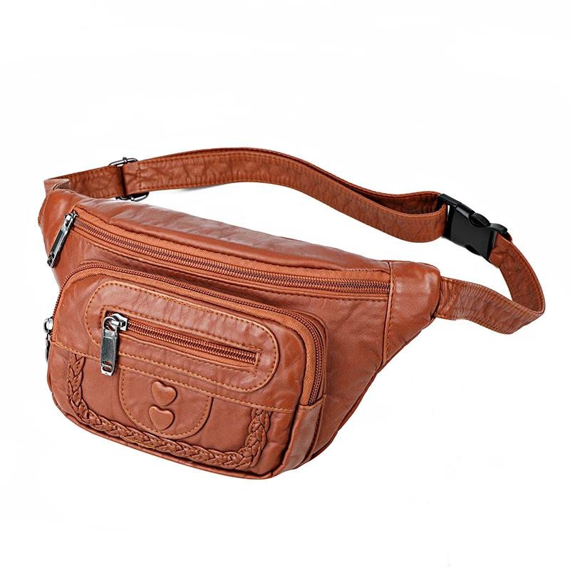 

Fashion Rivets Women Belt Waist Bags Designer Fanny Pack Soft PU Leather Simple Female Phone Pocket Bags Branded Chest Bag Sac