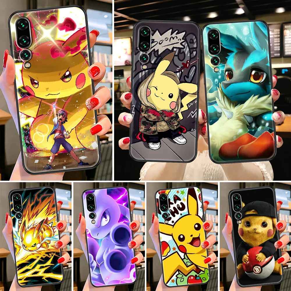 

Чехол для телефона Bandai с покемоном и Аниме Пикачу для Huawei P Mate P10 P20 P30 P40 10 20 Smart Z Pro Lite 2019, черный, мягкий, водонепроницаемый